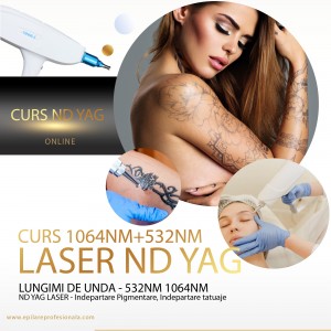 Curs Laser ND YAG 532NM, 1064NM Eliminare Pete pigmentare, Eliminare Tatuaje Color si Negre 